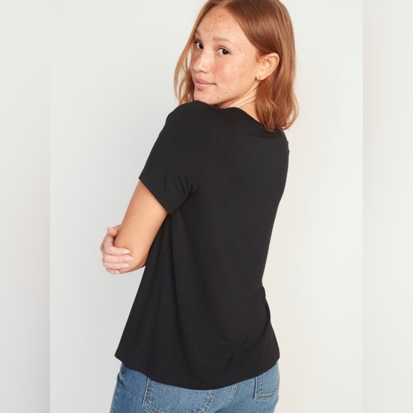 🆕 Old Navy Women’s Luxe Crew Neck Short Sleeve T-Shirt Black L 12-14 Tall Long - Picture 2 of 15